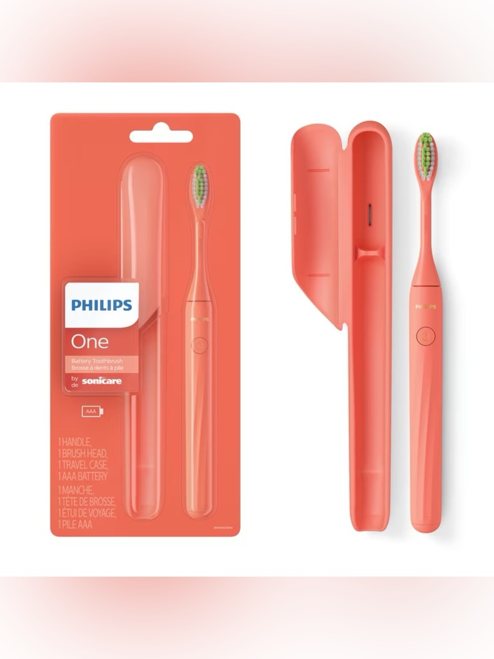 Philips One By Sonicare Battery Toothbrush, Miami Coral, HY1100/01